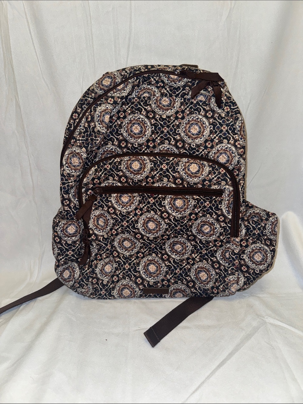 Vera Bradley Quilted Brown Floral Pattern Backpack